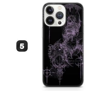 Gotiskt telefonskal med lila konst och mystisk ängel för iPhone 17, 16, 15, 14, 13, 12, Samsung S26, S25, S24, A17, A56, Pixel 10 Pro, 9A, 8, 7 5