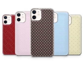 Polka Dot Phone Case Pastel Minimalist Cute Cover for iPhone 17, 16, 15, 14, 13, 12, Samsung S26, S25, S24, A17, A56, Pixel 10 Pro, 9A, 8, 7