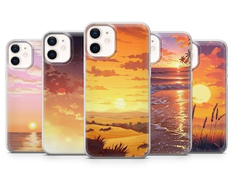 Funda para teléfono con diseño de puesta de sol, playa, verano, tropical, para iPhone 17, 16, 15, 14, 13, 12, Samsung S26, S25, S24, A17, A56, Pixel 10 Pro XL, 9A, 8A, 7