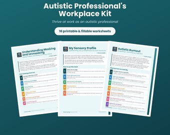 Kit para Profissionais Autistas no Ambiente de Trabalho | Guias sobre Mascaramento, Sensorialidade, Esgotamento e Revelação | Neurodivergência no Trabalho | PDF para Imprimir e Preencher