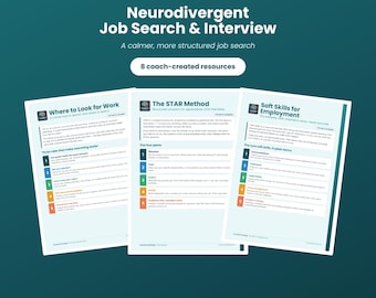 Pacote de Busca de Emprego e Preparação para Entrevistas para Neurodivergentes | Método STAR, Currículo + Planilhas de Preparação para Entrevistas | Carreiras para Autismo e TDAH | PDF para Imprimir e Preencher