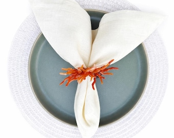 Napkin Ring Holder, Amber Coral