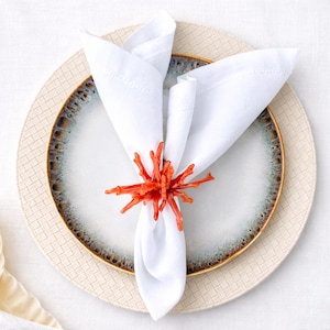 Coral Napkin Ring, Amber and White