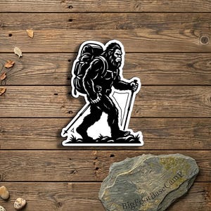 Bigfoot Backpacking Sticker – Trekker Vinyl Decal for Hiking Gear