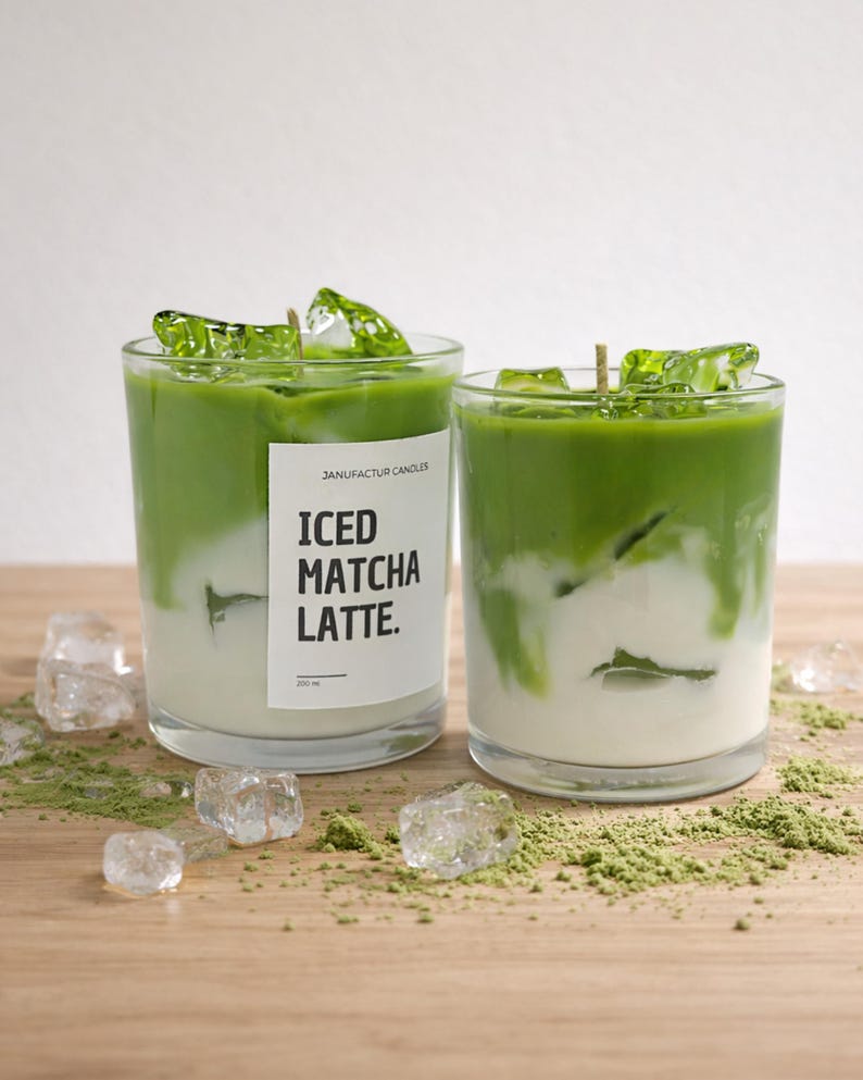 Matcha-Kerze, Handgemachte Kerze, Glas-Teekerze, Matcha Latte Duftkerze