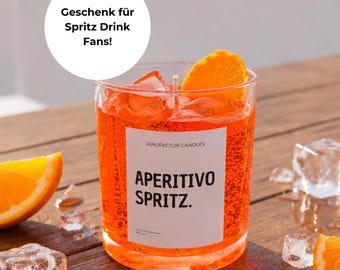 Aperitivo Spritz Kerze im Glas – sommerliche Cocktail Duftkerze als Italian Summer Aperitif Geschenk für Freundin oder Garten Deko