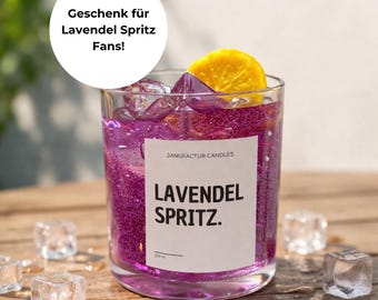 Lavendel Spritz Kerze im Glas – handgemachte Cocktail Duftkerze als stilvolle Aperitif Deko oder besonderes Wellness Geschenk
