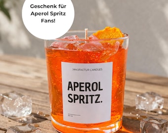 Aperol Spritz Kerze im Glas – sommerliche Cocktail Duftkerze aus Gelwachs als Aperitivo Geschenk oder Ostergeschenk