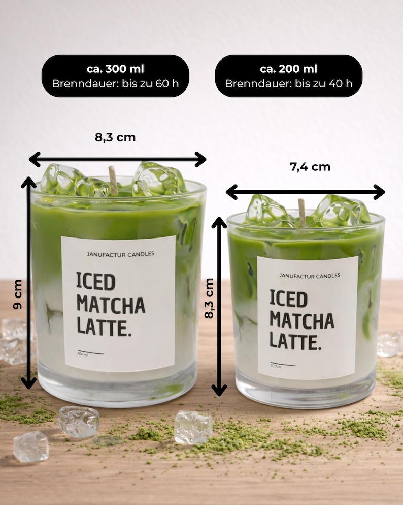 Matcha-Kerze, Handgemachte Kerze, Glas-Teekerze, Matcha Latte Duftkerze
