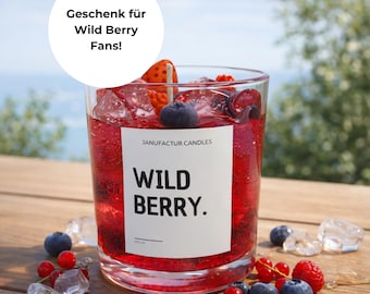 Wild Berry Kerze im Glas – handgemachte Cocktail Duftkerze mit Beerenduft als Sommergeschenk oder stilvolle Bar Deko