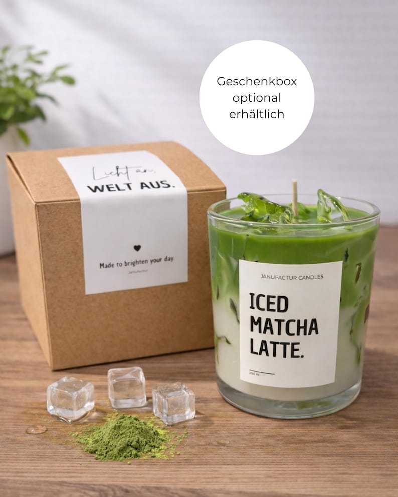 Matcha-Kerze, Handgemachte Kerze, Glas-Teekerze, Matcha Latte Duftkerze