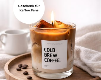 Kaffee Kerze im Glas: Iced Coffee Candle - Geschenk für Kaffeeliebhaber, Handgemachte Cold Brew Coffee Duftkerze