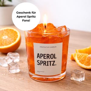 Aperol Spritz Kerze im Glas – sommerliche Cocktail Duftkerze aus Gelwachs als Aperitivo Geschenk oder Ostergeschenk