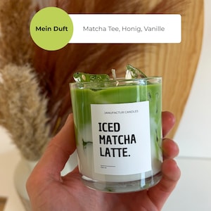 Matcha-Kerze, Handgemachte Kerze, Glas-Teekerze, Matcha Latte Duftkerze