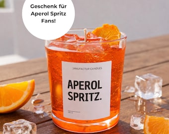 Aperol Spritz Kerze im Glas – sommerliche Cocktail Duftkerze aus Gelwachs als Aperitivo Geschenk oder Ostergeschenk
