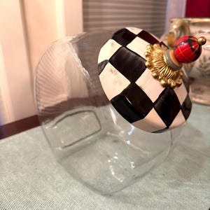 Mackenzie Childs Courtly Check Cookie Jar, Vintage, 6"wide 8"tall image 1