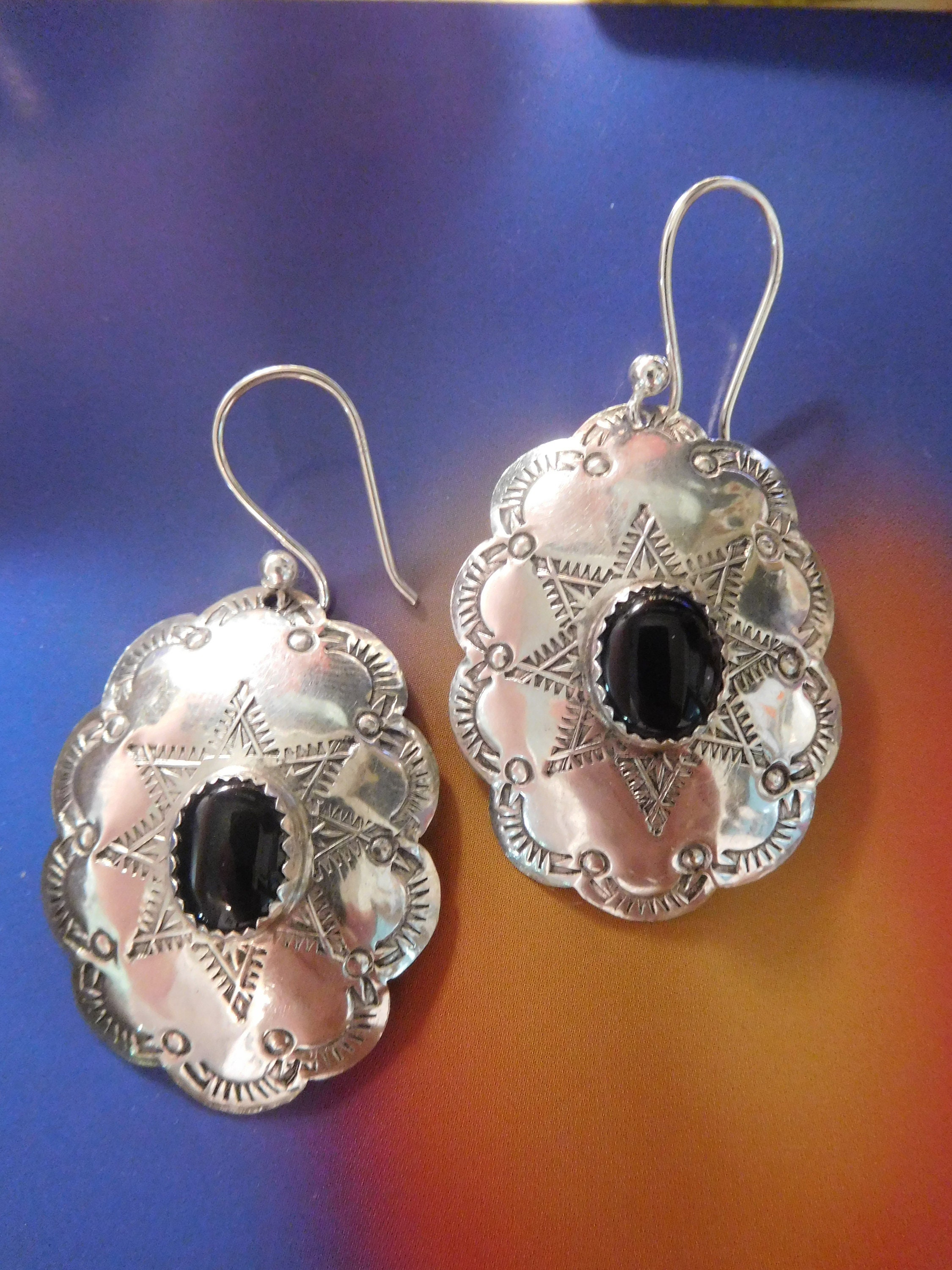 Big Shooting Stars Hand Stamped Vintage Sterling and Black Etsy