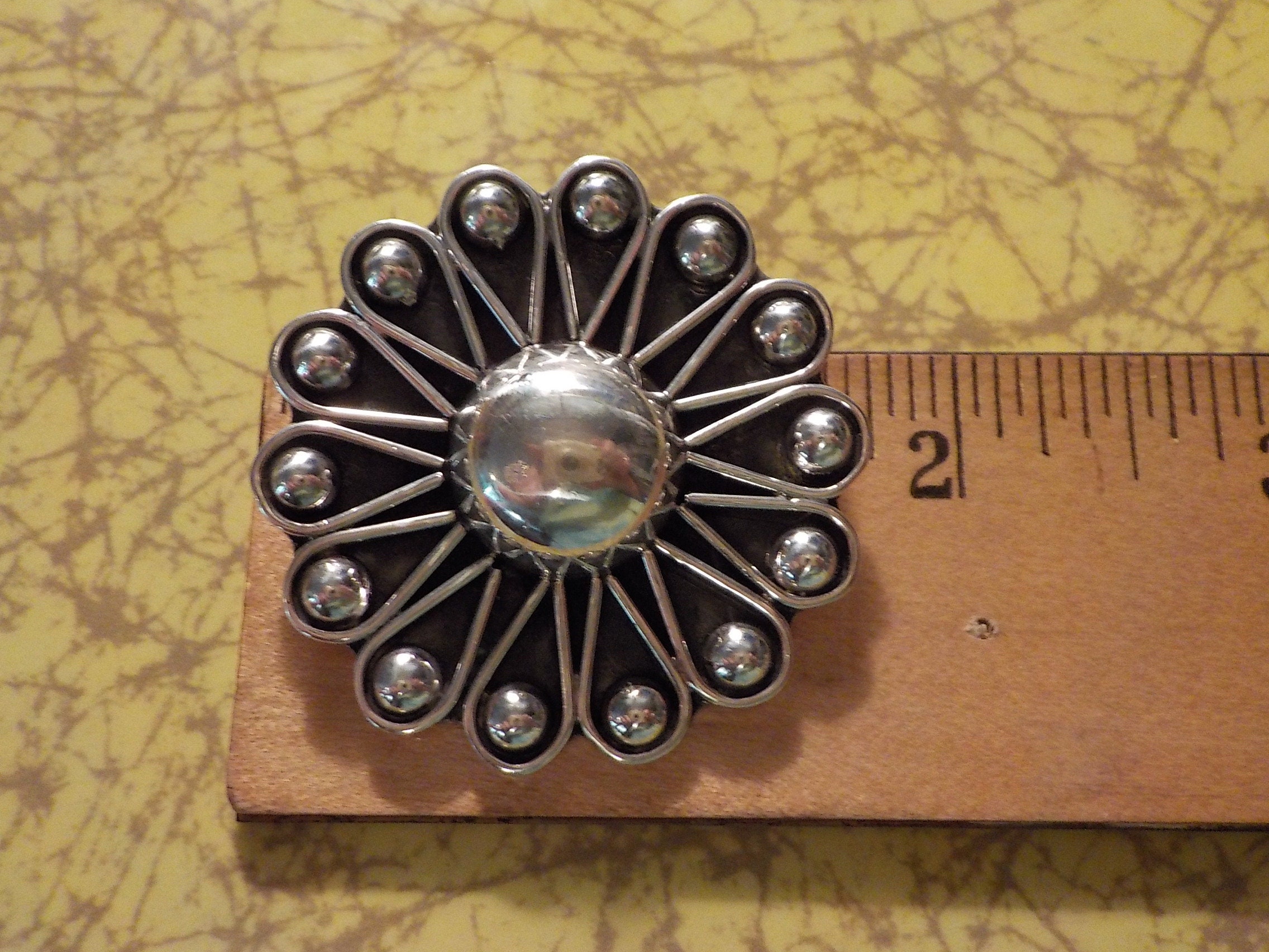 アクセサリー Vintage Mexican Jewelry sunflower taxco Large Vintage Taxco Sunflower Sterling Concho Pendant / Pin