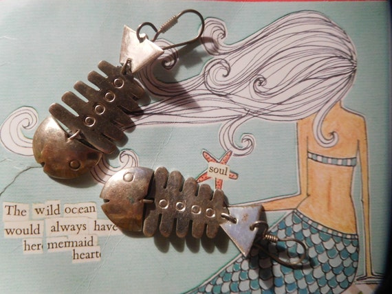 Take Me to the Sea Big Skeleton Fish Earrings Exce