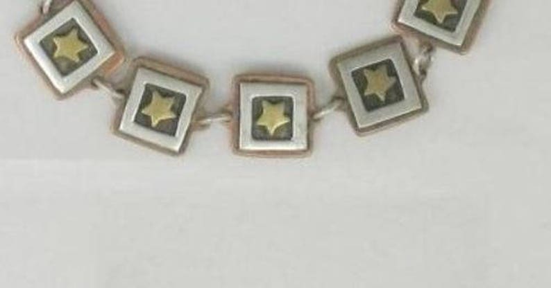 Copper /& Brass framed stars Link Bracelets 7 12 inch Two Vintage Retired Far Fetched Sterling Silver
