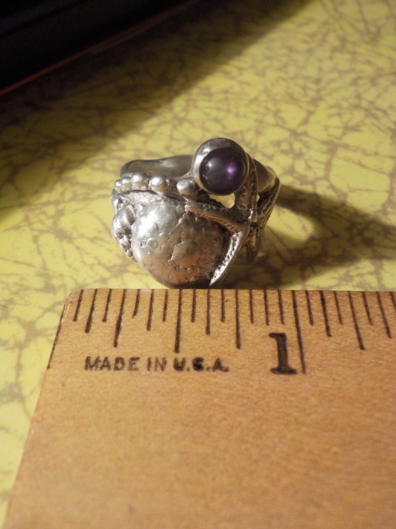 Size 5.75 Vintage Mermaid's Ring 925 Sterling Sil… - image 7