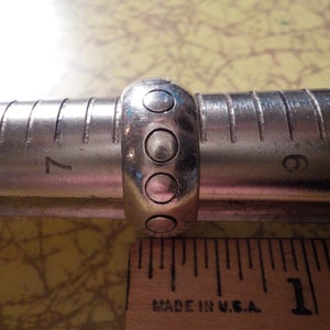 Size 8.25 Vintage Taxco Mother Earth Gaia Full Moon Chunky 925 Band Ring Signed TF-51 NOT Tapered No Visible Seam Hand Stamped Moons Planets