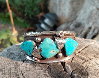 Vintage L Platero Navajo Cuff Bracelet Sterling Silver and