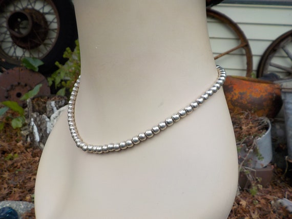 17" Vintage Sterling Taxco Choker Signed Taxco Me… - image 5