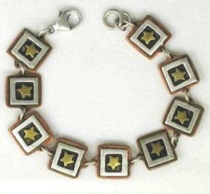 Copper /& Brass framed stars Link Bracelets 7 12 inch Two Vintage Retired Far Fetched Sterling Silver