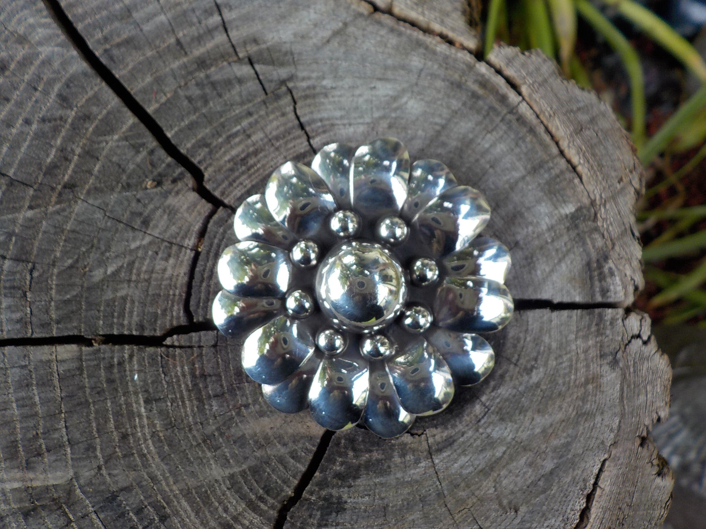 アクセサリー Vintage Mexican Jewelry sunflower taxco Large 2.25