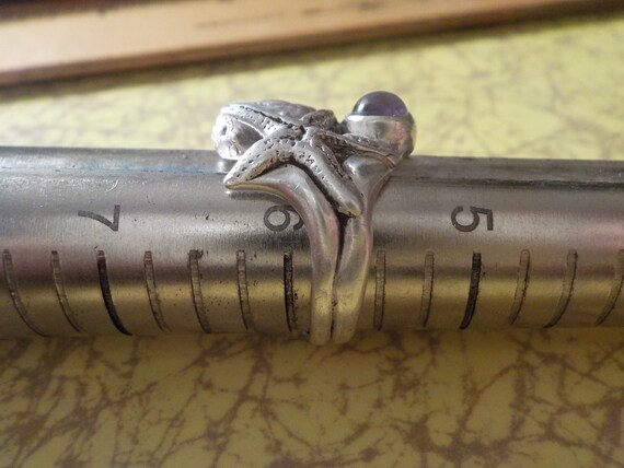 Size 5.75 Vintage Mermaid's Ring 925 Sterling Sil… - image 5