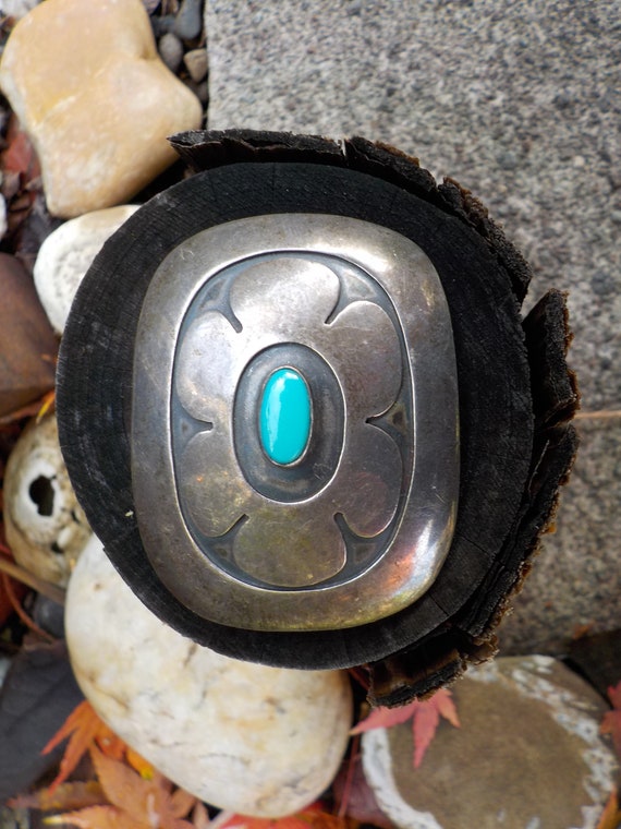 Exquisite Vintage Native American Navajo Convex Sterling Silver Native Turquoise Cufflinks Exquisite Vintage Native American Navajo Convex Sterling Silver Native Turquoise Cufflinks