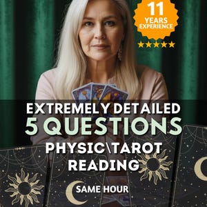 5 Questions Tarot Readings, In-Depth Same Day & Same Hour Psychic Reading, Problem Solving Reading | #109