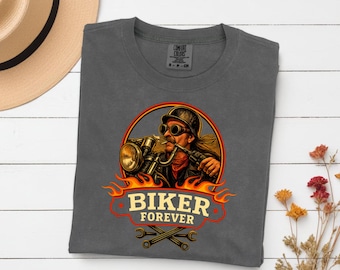 Biker Forever PNG, Vintage Motorcycle Rider T-Shirt Design, Biker Shirt Graphic, Instant Download