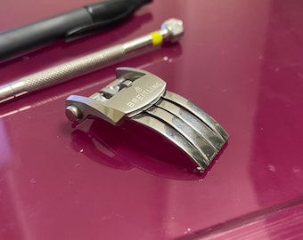 18 mm Breitling Silber Edelstahl Druckknopf Faltschließe