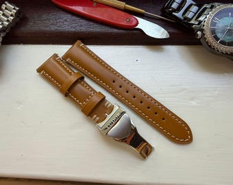 Tudor Strap Braun Mustard Lederfarbe Uhrenarmband Einsatz 21 mm / 22 mm