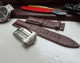 Tag Heuer Brown Lederarmband mit Faltschließe 19/20/21/22 mm