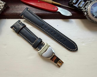 Tudor Strap Navy Blau Lederfarbe Uhrenarmband Einsatz 21 mm / 22 mm