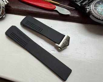 TAG Heuer Armband schwarz Kautschuk Armbanduhr Bnad Mit Faltschließe 20/22/24 mm
