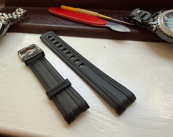 20 mm Uhrenarmband aus schwarzem Kautschuk für Seamaster 300 mit Edelstahl Schließe
