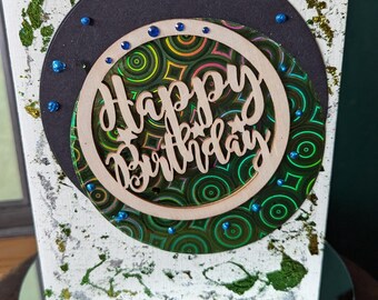 A5 Grungy Style Hand Made Birthday Card. For Male Or Female.