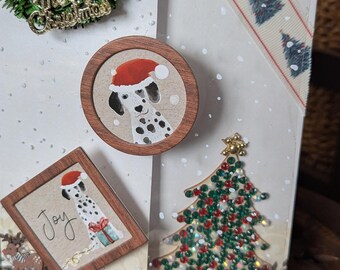 A5 Sized Handmade Gate Fold Dog Double Spinner Boxed Christmas Card.