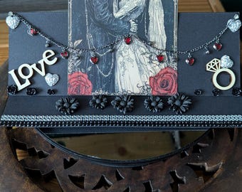A5 Gothic Style Easel Fold Wedding Card. Hand Made.