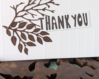 10x4 Inch Landscape Fold Thank You Card. Hand Made.