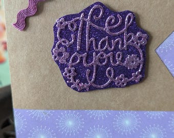 5x7 Shades Of Purple Thankyou Card. Hand Made.