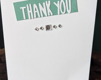 A Clean And Simple 5x7 Inch Thank You Card. Hand Made.