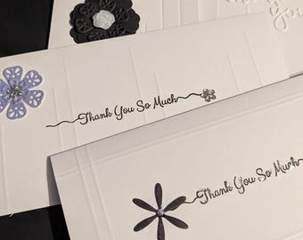 A Set Of 4 Thank You Cards. 10x4 Inches. Hand Made.