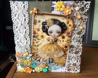 8x8 Inch, Boxed, Just For You, Animated, Elaborate Card. Hand Made.