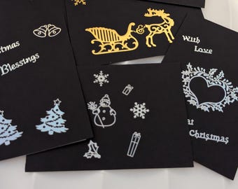 Set Of 6 A6 Sized Black Christmas Cards