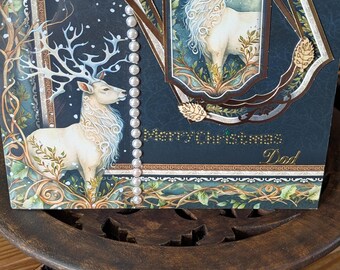 8x8 Inch Mystical Stag Dad Christmas Card.